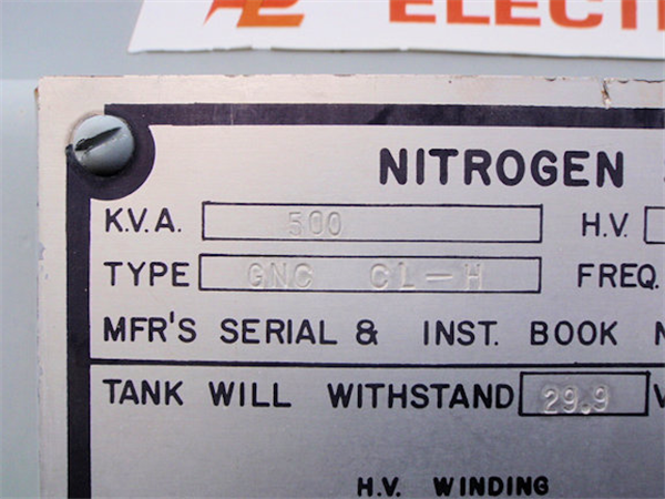 500 Kva Federal Pioneer Nitrogen Sealed Dry Type Transformer.)